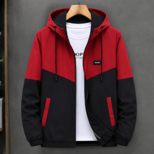 Men's Red & Black Hooded Jacket