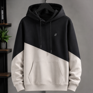 Men's Black & Cream Color Block Hoodie –