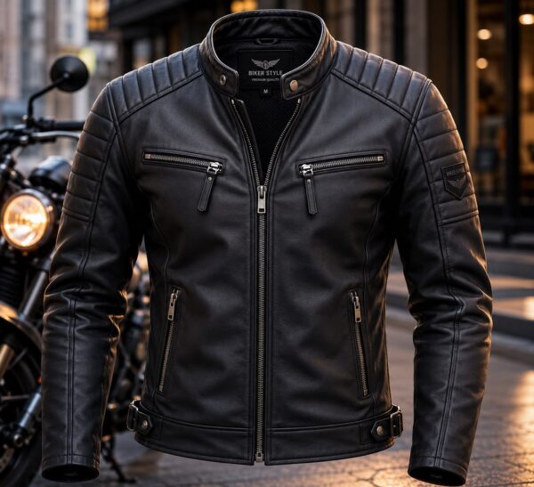 black leather jacket